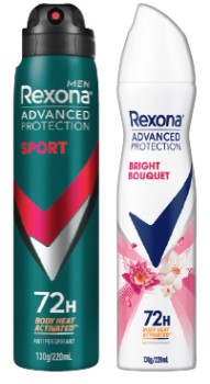 Rexona+Advanced+Protection+Antiperspirant+Spray+220mL+Selected+Varieties