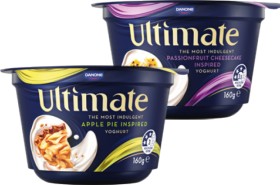 NEW+Danone+Ultimate+Yoghurt+Apple+Pie+or+Passionfruit+Cheesecake+Inspired+Yoghurt+160g