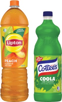 Lipton+Ice+Tea+1.5+Litre+or+Cottee%26rsquo%3Bs+Cordial+1+Litre+Selected+Varieties