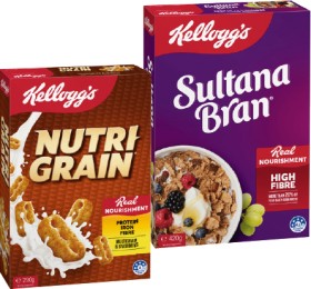 Kelloggs-Sultana-Bran-420g-or-NutriGrain-290g on sale