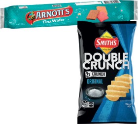 Arnott%26rsquo%3Bs+Tina+Wafer+200g%2C+Smith%26rsquo%3Bs+Double+Crunch+Chips+150g+or+Salada+Crispbreads+250g+Selected+Varieties