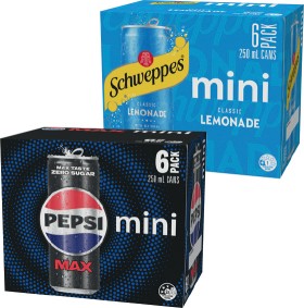 Pepsi%2C+Solo+or+Schweppes+Mini+Cans+6x250mL+Selected+Varieties