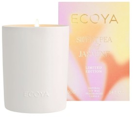 Ecoya-Limited-Edition-Sweet-Pea-Jasmine-Ceramic-Candle-400g on sale