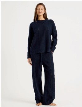 Chloe+%26amp%3B+Lola+Cosy+Knit+Hole+Crew+Long+Sleeve+Top+-+Navy