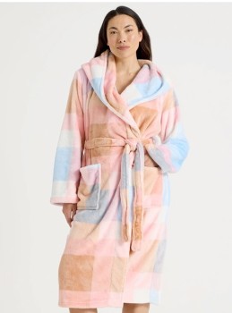 Soho+Fleece+Robe+-+Check+Print