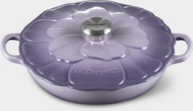 Le-Creuset-Petal-Cast-Iron-Shallow-Casserole-26cm-Bluebell-Purple on sale