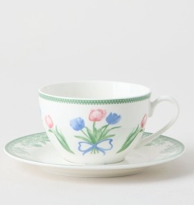 Heritage-Tulips-Tea-Cup-Saucer on sale