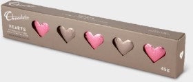 Chocolatier+6+Pack+Pink+%26amp%3B+Mocha+Foiled+Hearts+45g