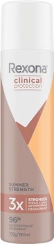Rexona+Women+Clinical+Antiperspirant+Deodorant+Summer+Strength+180ml+Aerosol