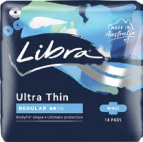 Libra-Ultra-Thin-Winged-Pads-Regular-14-Pack on sale