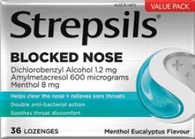 Strepsils-Plus-Blocked-Nose-Relief-Lozenges-36-Pack on sale