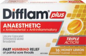 Difflam-Plus-Lozenges-Honey-Lemon-Flavour-16-Pack on sale