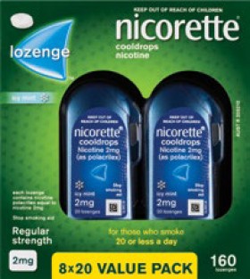 Nicorette-Cooldrops-Lozenges-Icy-Mint-2mg-160-Pack on sale