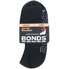 Bonds-Ladies-Lightweight-Sneaker-Socks-Pk-4-Assorted on sale