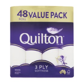 Quilton-3-Ply-White-Toilet-Paper-Pk-48 on sale