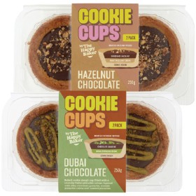 Happy-Baker-Cookie-Cups-Choc-Hazelnut-or-Dubai-Choc-Pk-2 on sale