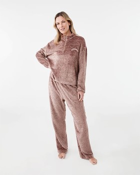 Quarter+Zip+Fleece+Long+Sleeve+Top+and+Pants+Pyjama+Set