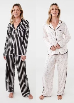 Matte-Satin-Long-Sleeve-Top-and-Pants-Pyjama-Set on sale
