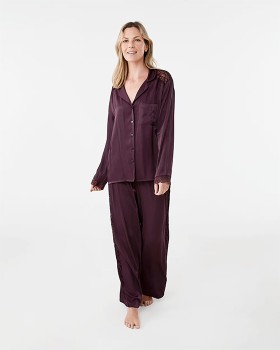 Lace-Trim-Matte-Satin-Pyjama-Set on sale