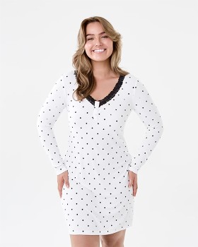 Long-Sleeve-Lace-Trim-Nightie on sale