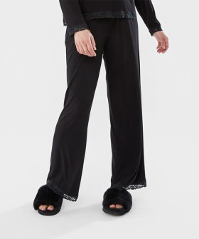 Rib-Lace-Trim-Pants-Black on sale