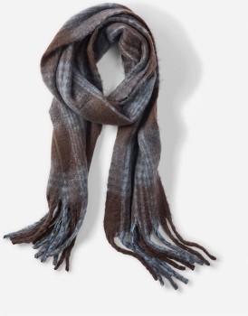 Printed+Fluffy+Scarf+-+Brown+Check