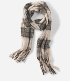 Printed-Fluffy-Scarf-Brown-Plaid on sale