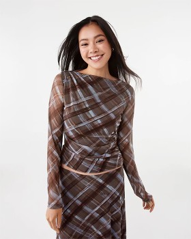 Long-Sleeve-Mesh-Drape-Top on sale