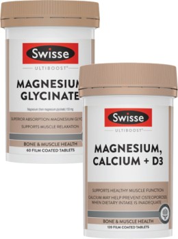 Swisse-Ultiboost-Magnesium-Glycinate-Tablets-60-Pack-or-Magnesium-Calcium-D3-Tablets-120-Pack on sale