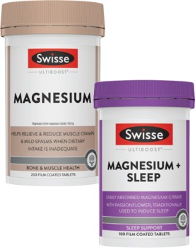 Swisse-Ultiboost-Magnesium-Tablets-200-Pack-or-Magnesium-Sleep-Tablets-100-Pack on sale