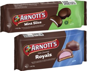 Arnotts-Mint-Slice-or-Milk-Chocolate-Royals-Biscuits-200g on sale
