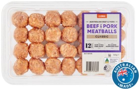 Coles-Australian-Beef-Pork-Meatballs-560g on sale