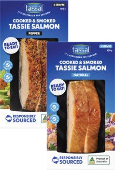 Tassal+Hot+Smoked+Salmon+Natural+or+Peppercorn+150g