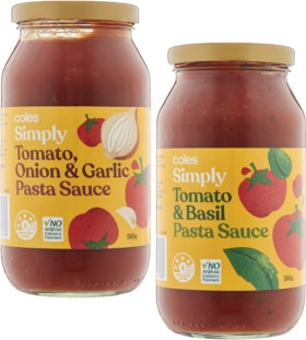 Coles-Simply-Pasta-Sauce-510g on sale