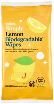 Coles+Simply+Lemon+Biodegradable+Wipes+120+Pack