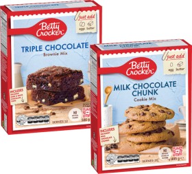 Betty+Crocker+Choc+Chunk+Cookie+Mix+485g+or+Triple+Choc+Fudge+Brownie+Mix+500g