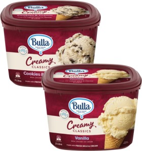 Bulla-Creamy-Classics-Ice-Cream-Tub-2-Litre on sale