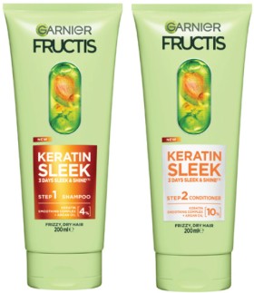 NEW-Garnier-Fructis-Keratin-Sleek-Shampoo-or-Conditioner-200mL on sale