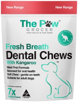 NEW-The-Paw-Grocer-Kangaroo-Dental-Chews-Dog-Treats-7-Pack on sale