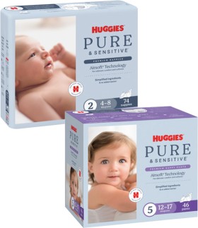 Huggies+Pure+and+Sensitive+Nappy+Pants+40+Pack-54+Pack+or+Nappies+68+Pack-86+Pack