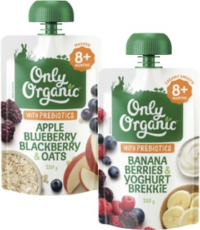 Only+Organic+4%2B+Months%2C+6%2B+Months+or+8%2B+Months+Baby+Food+Pouch+120g