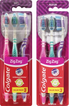 Colgate-Zig-Zag-Medium-or-Soft-Toothbrush-3-Pack on sale