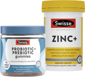 Swisse+Probiotic+%2B+Prebiotic+Gummies+45+Pack+or+Ultiboost+Zinc%2B+Tablets+120+Pack%5E