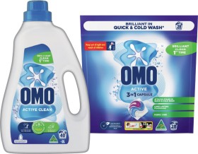 OMO-Laundry-Liquid-2-Litre-Capsules-28-Pack-or-Powder-2kg-Selected-Varieties on sale