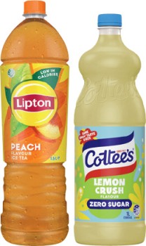Lipton-Ice-Tea-15-Litre-or-Cottees-Cordial-1-Litre-Selected-Varieties on sale