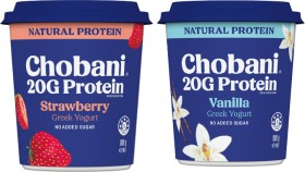 NEW-Chobani-20g-Protein-No-Added-Sugar-Strawberry-or-Vanilla-Greek-Yogurt-900g on sale