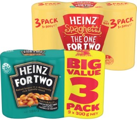 Heinz-Beanz-or-Spaghetti-3x300g-Selected-Varieties on sale