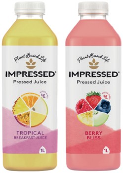 Impressed+Pressed+Juice+Tropical%2C+Green+Supreme+or+Berry+Bliss+1+Litre