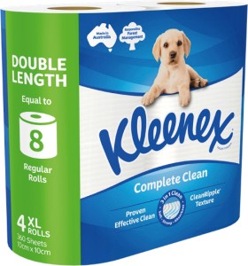 Kleenex+Complete+Clean+Double+Length+Toilet+Tissue+4+Pack