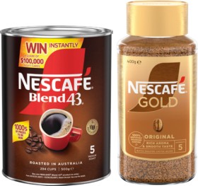 Nescaf%26eacute%3B+Blend+43+Coffee+500g+or+Gold+400g+Selected+Varieties